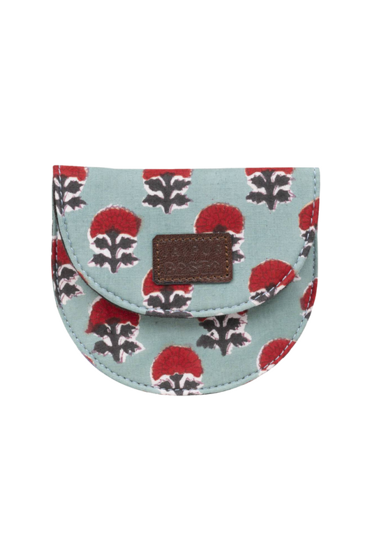 Rasberry Rush Blockprinted Coin Pouch