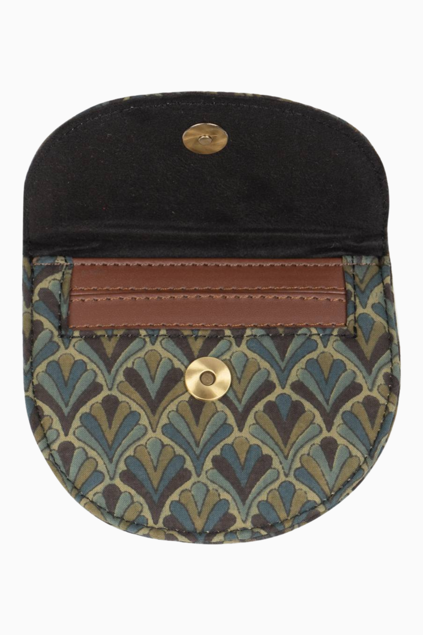 Olive Mist Blockprinted Coin Pouch