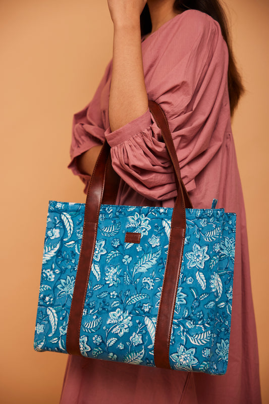 Blue Depths Structured Tote Bag