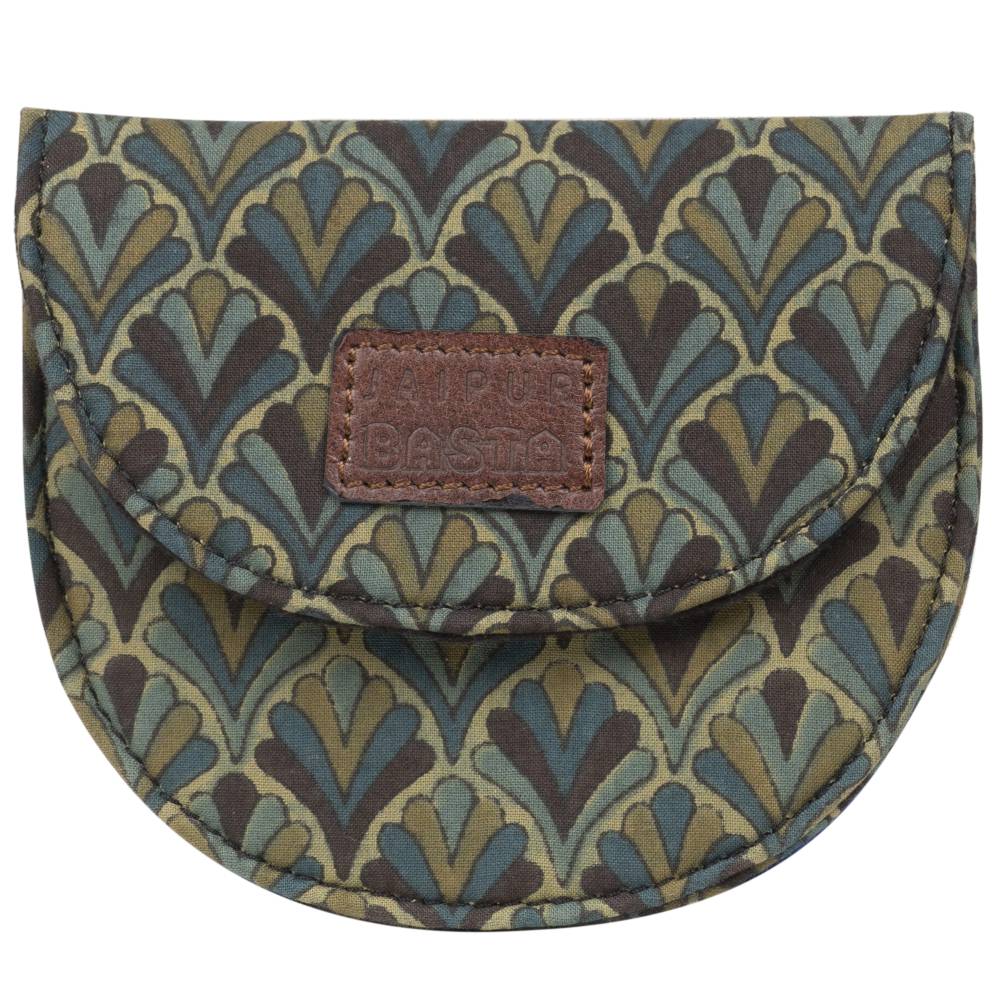 Olive MIst Blockprinted Coin Pouch