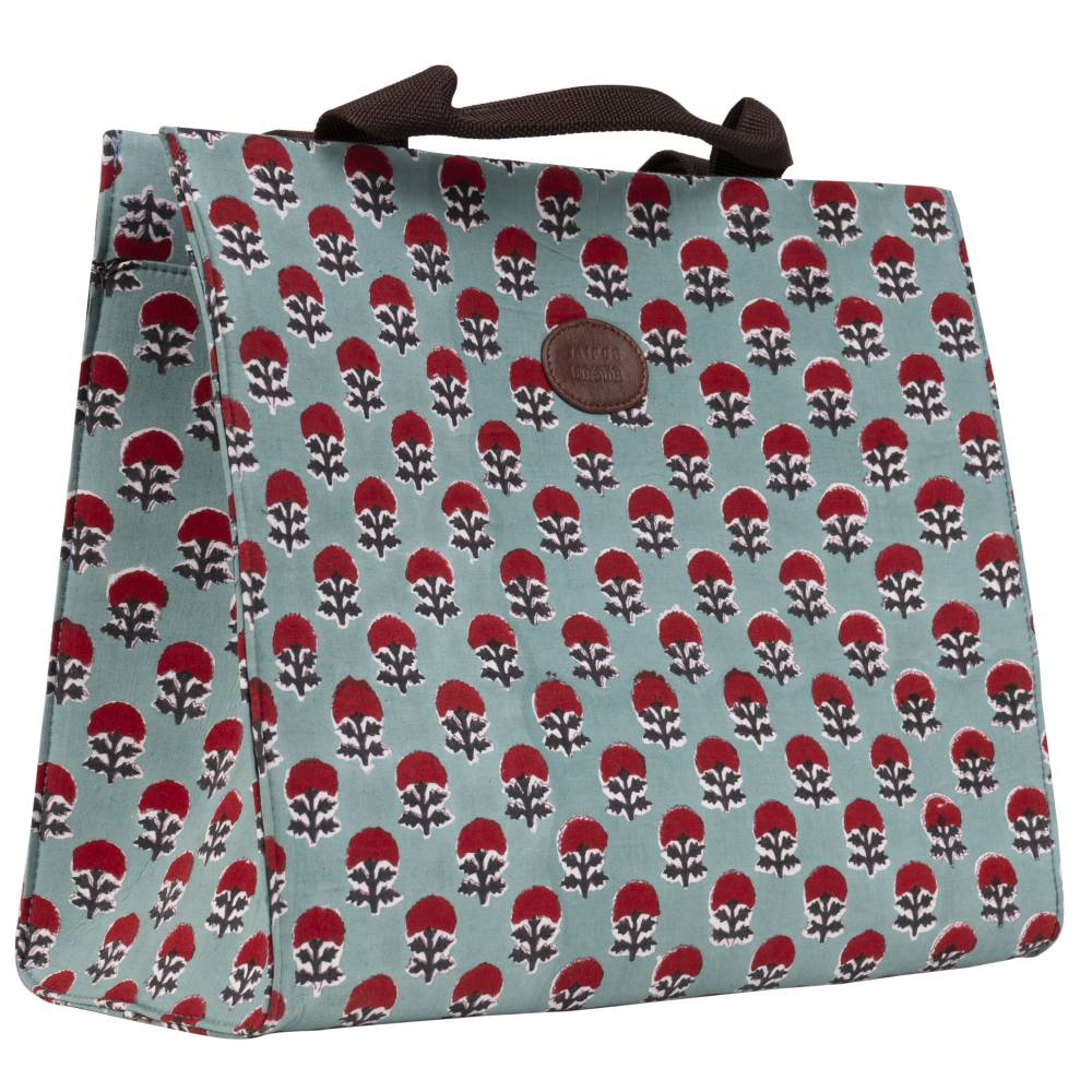 Raspberry Rush Blockprinted Shopper Tote