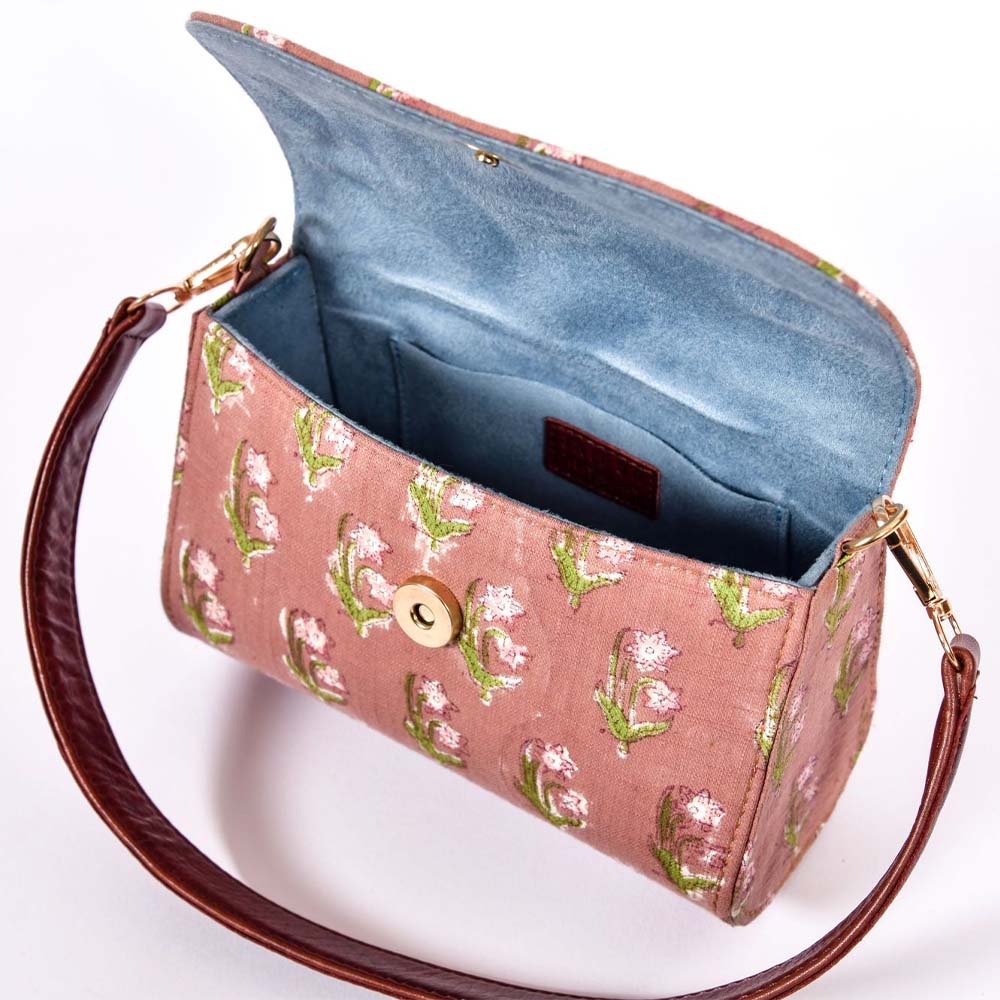 Rose Rud Blockprinted Satchel Bags