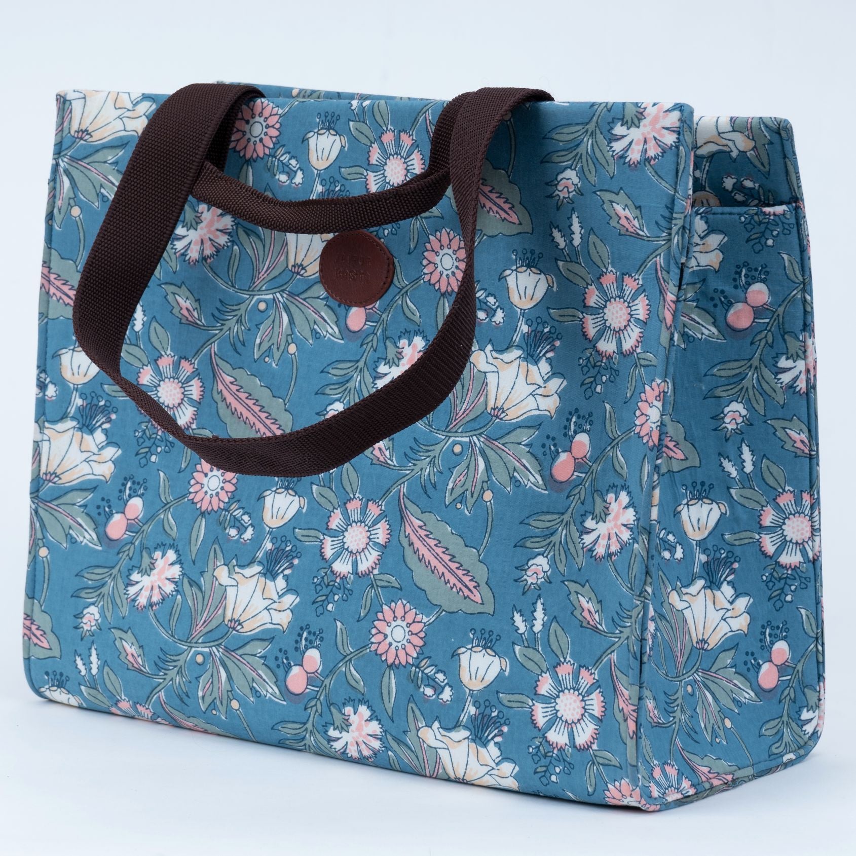 Spring morning Blockprinted Shopper Tote