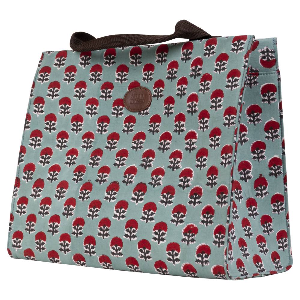 Raspberry Rush Blockprinted Shopper Tote