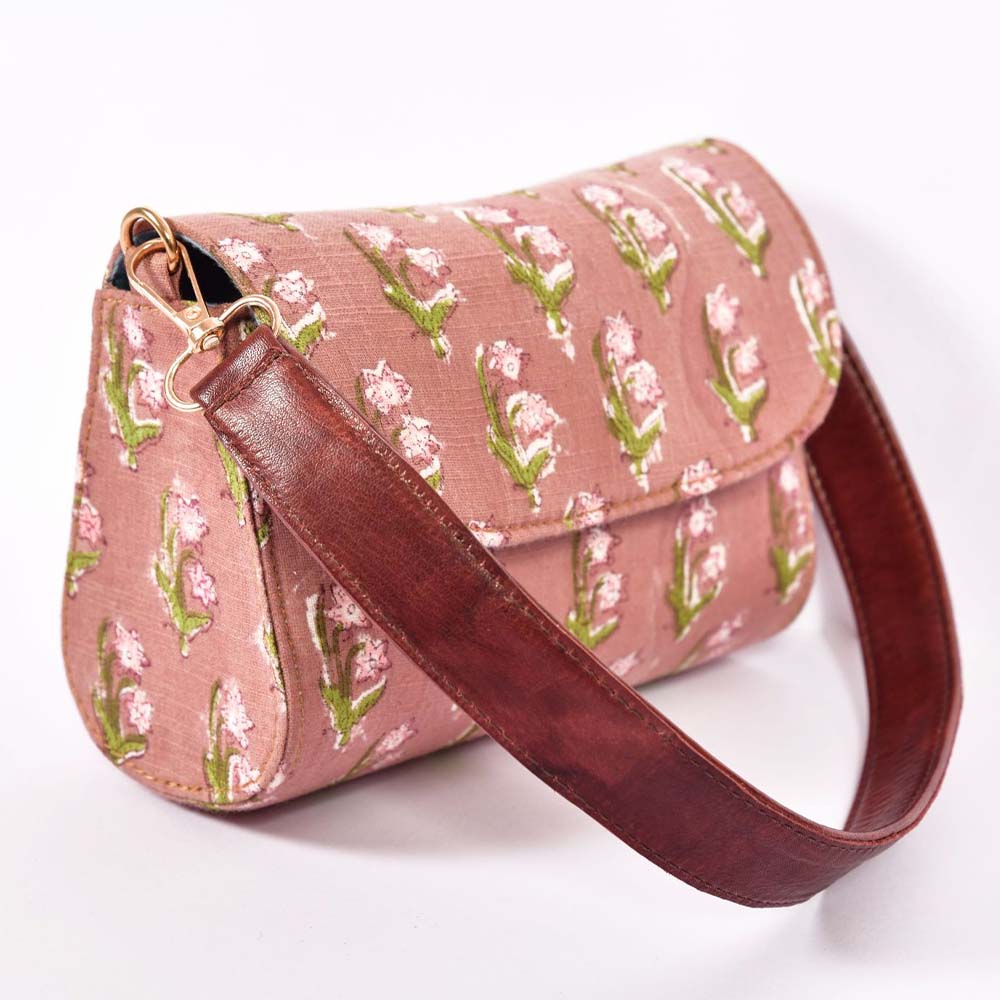 Rose Rud Blockprinted Satchel Bags