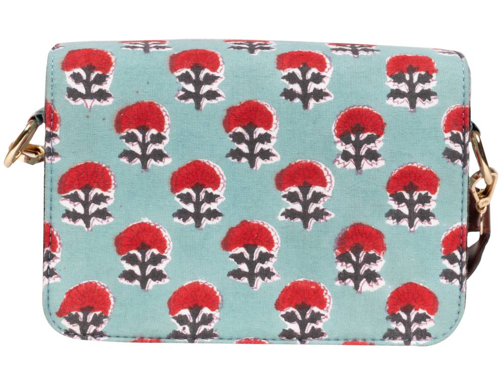 Raspberry Rush Blockprinted Cross Body Bags